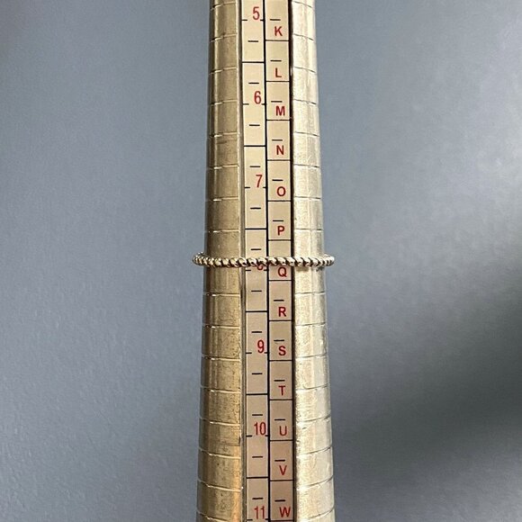 Sterling Silver 925 Minimalist Prong Set Turquoise Twisted Rope Band Ring Sz 8 - Picture 9 of 16